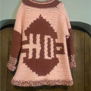 handmade Stylish Pink and Brown Knit Sweater